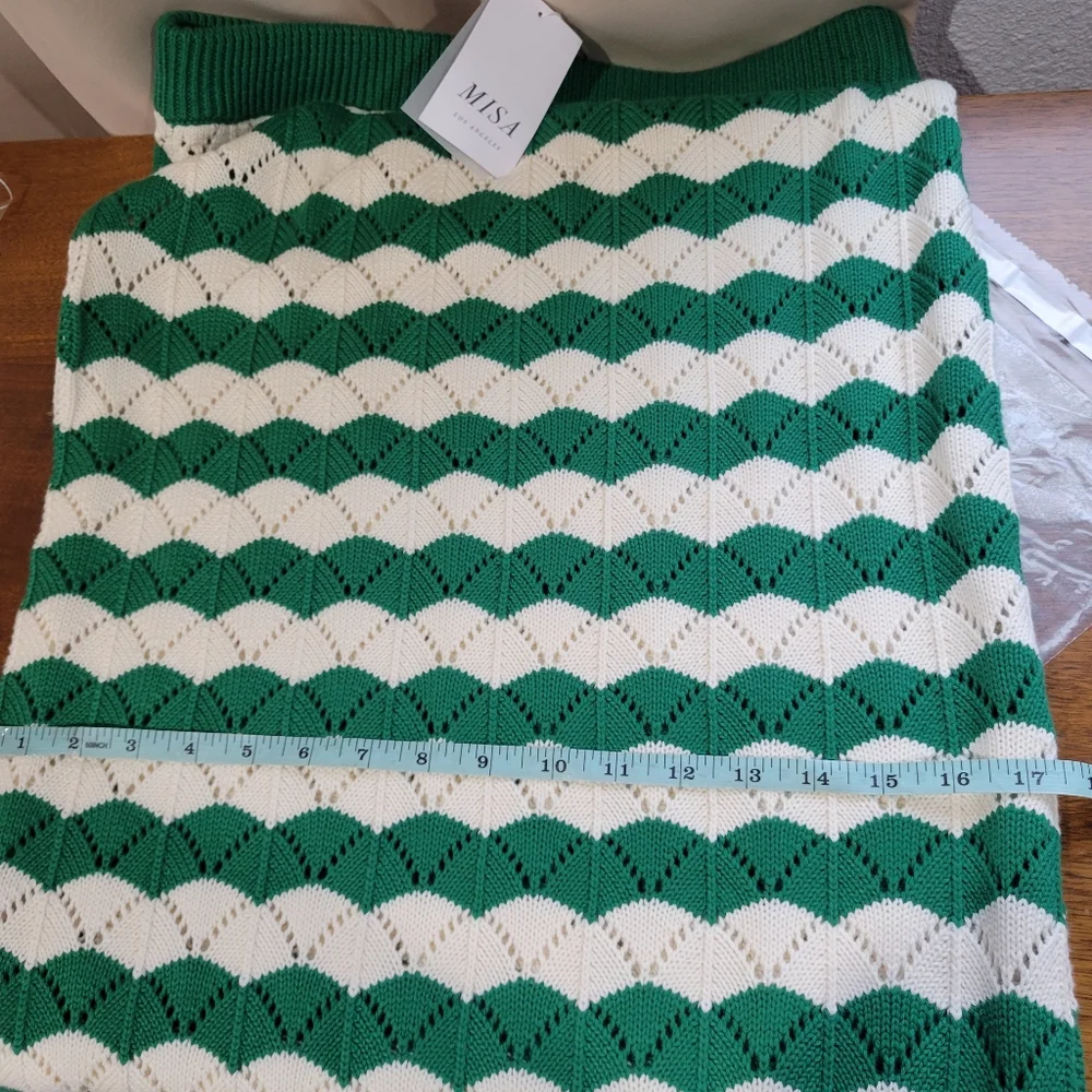NEW MISA LOS ANGELES melina crochet midi skirt in emerald green - Picture 11 of 11